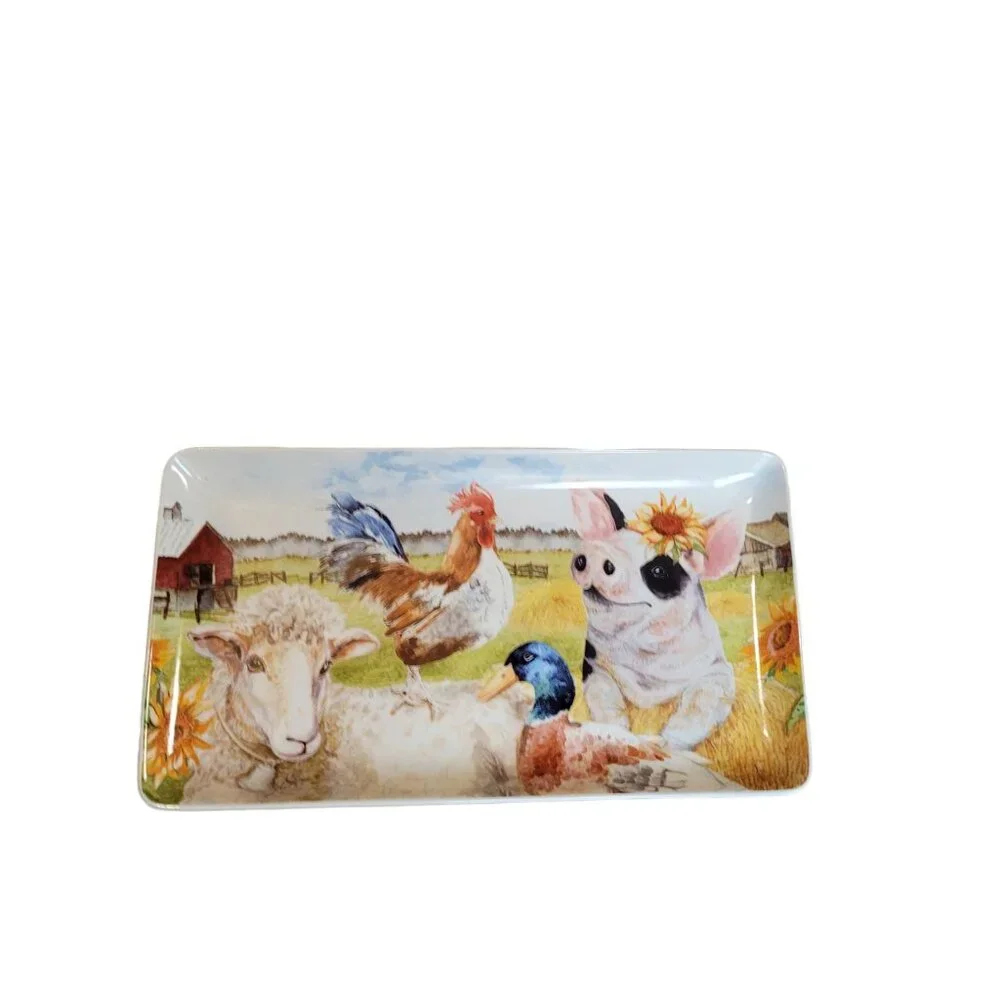 Pier 1 Imports Rectangle Plate Serving Tray Platter Stoneware 14x7